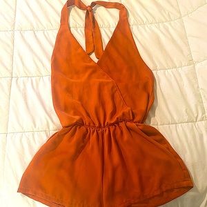 SHEIN Backless Romper with pockets